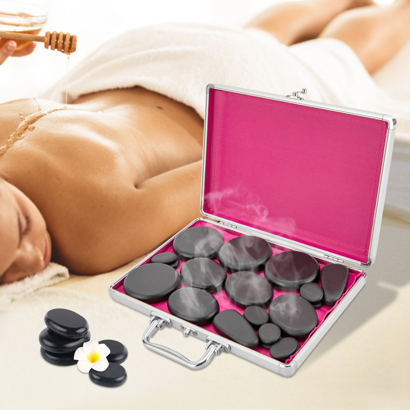 Volcanic Rock Hot Stones Massage Set Heater for Spa Warming Relaxing Pain Relief